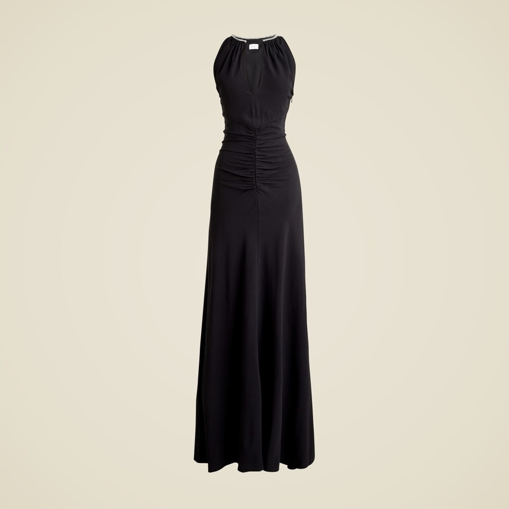 J. Crew Women’s Full-length Embellished Ruched Dress CD510 Size 4 In Black NWT